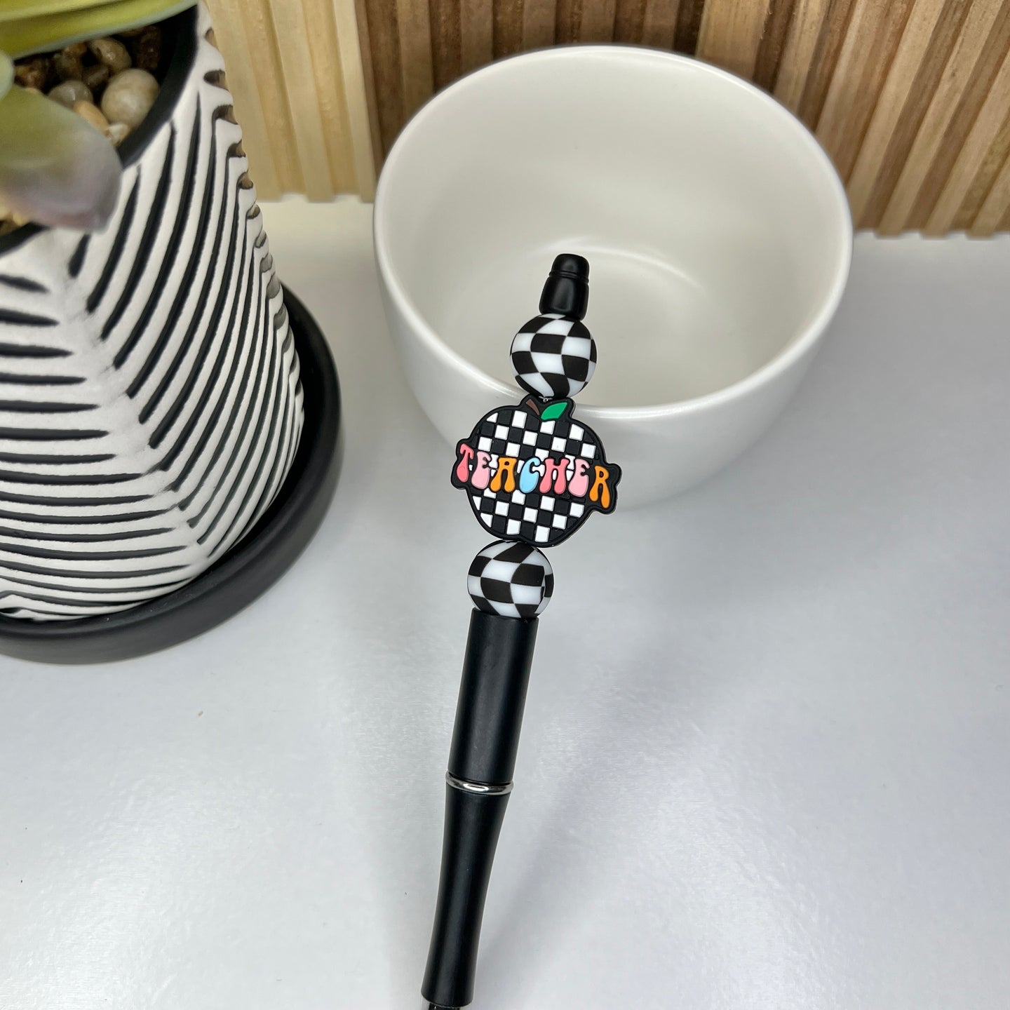 Boho Checkered Teacher Plastic Pen